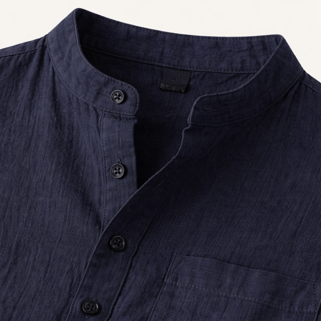 Herren Hemd Baumwolle Lockere Passform Kurzarm Henley