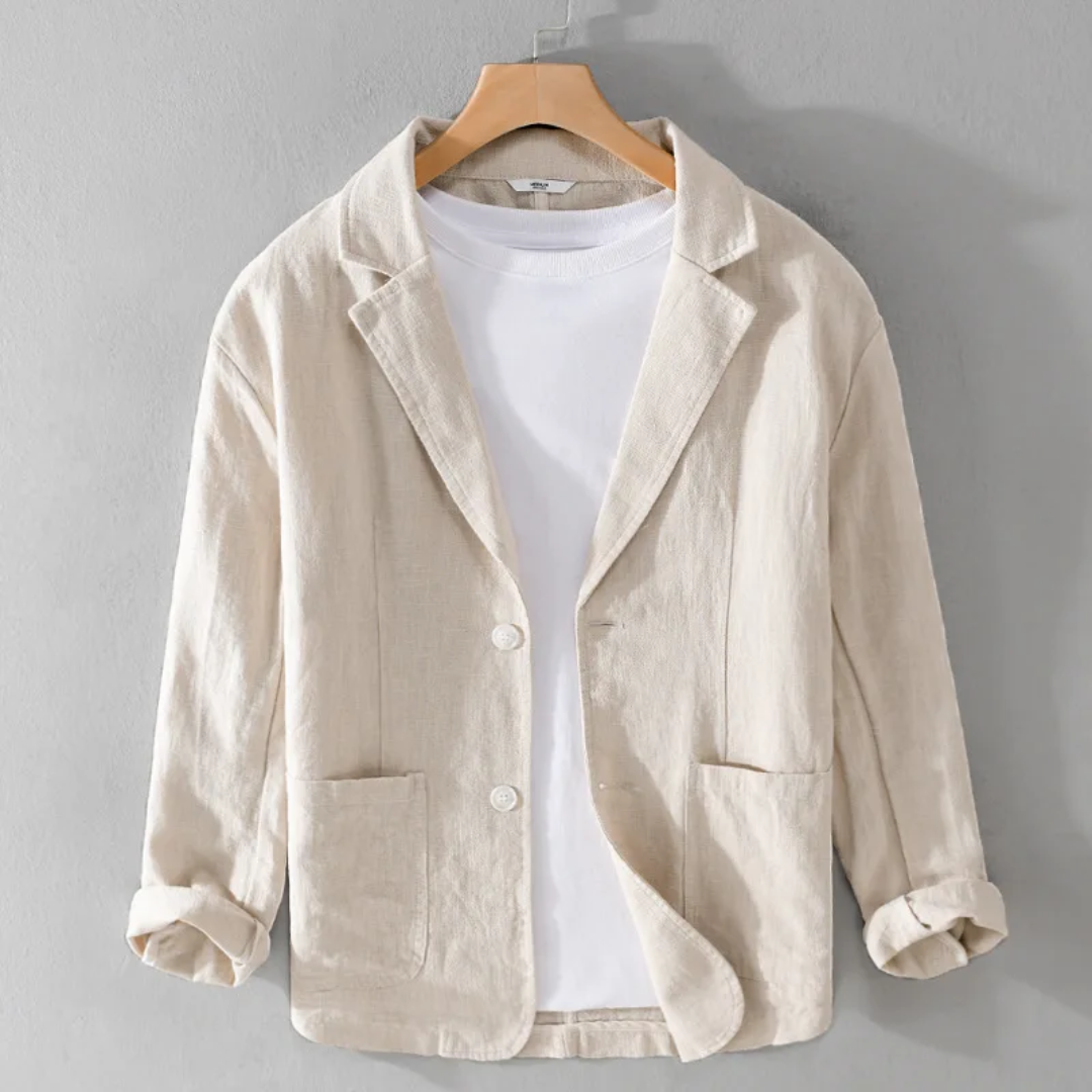 Jacke Herren Leinenmischung Locker Leicht Schnitt