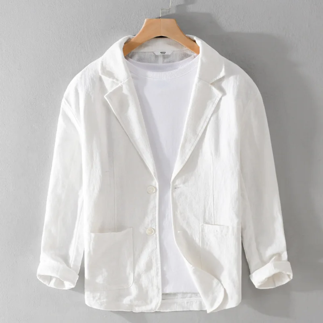 Jacke Herren Leinenmischung Locker Leicht Schnitt