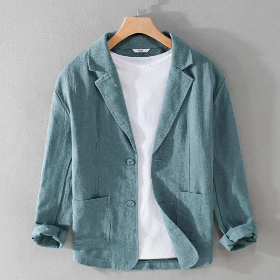 Jacke Herren Leinenmischung Locker Leicht Schnitt