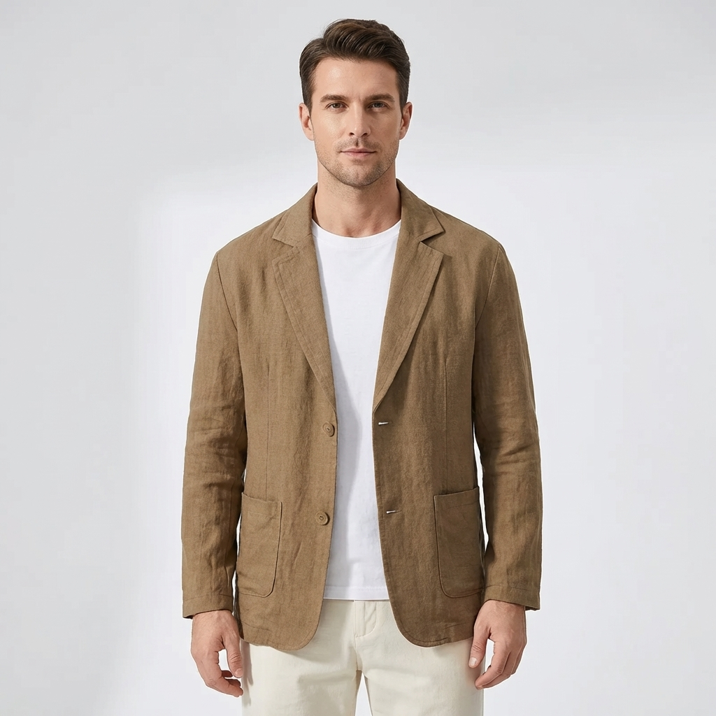 Leinen Jacke Herren Leinenmischung Lockere Passform Leicht