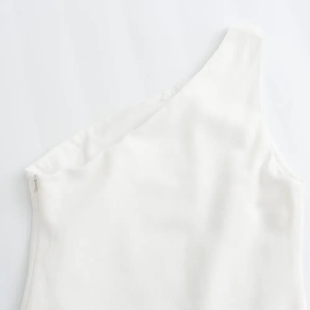 Leinen Kleid Damen Aermellos Asymmetrischer Saum Leinenmischung