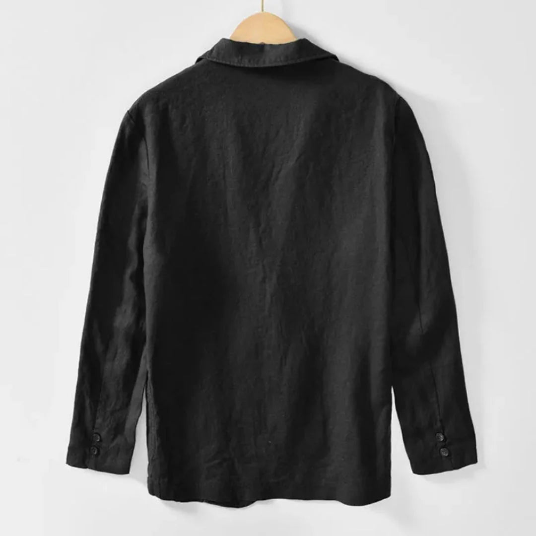 Blazer Herren Leinen Revers Zweiknopfverschluss