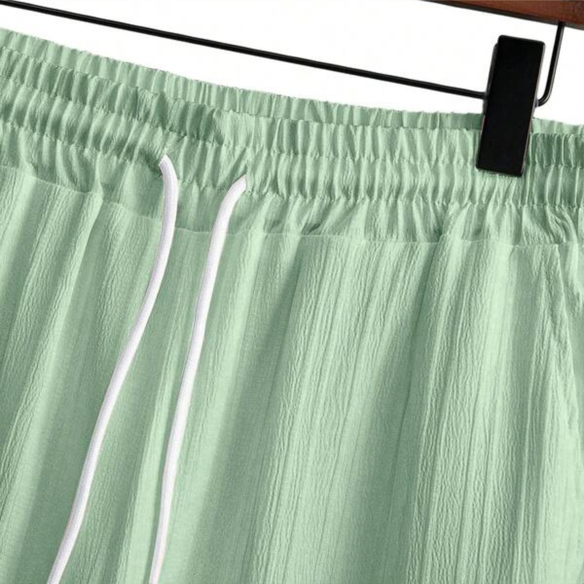 Herren Set Leinen Kurzarm Knopfleiste Elastischer Bund