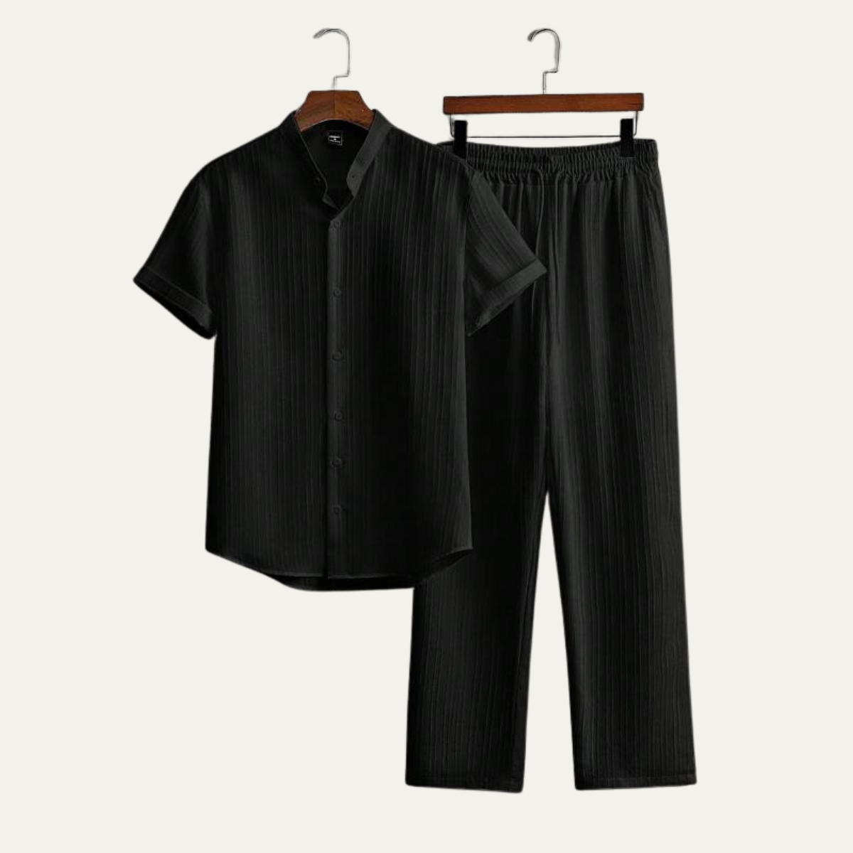 Leinen Set Herren Kurzarm Oberteil Hose Kordelzug Lockere Passform