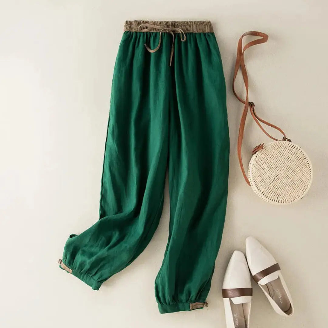 Leinenhose Damen – Lockere Passform, Kordelzug & Bündchen