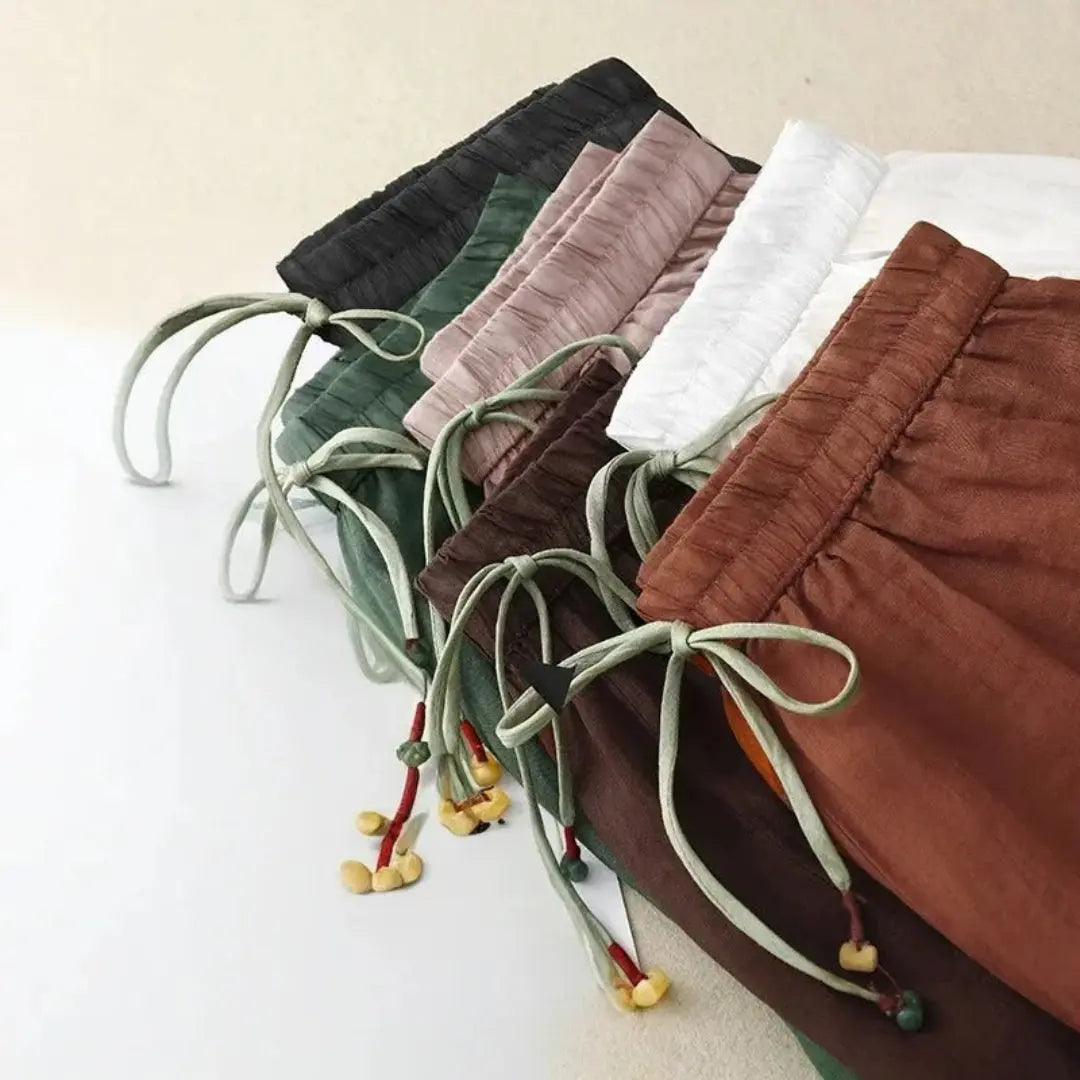 Leinenhose Damen – Lockerer Schnitt, Zugband & schmal zulaufend