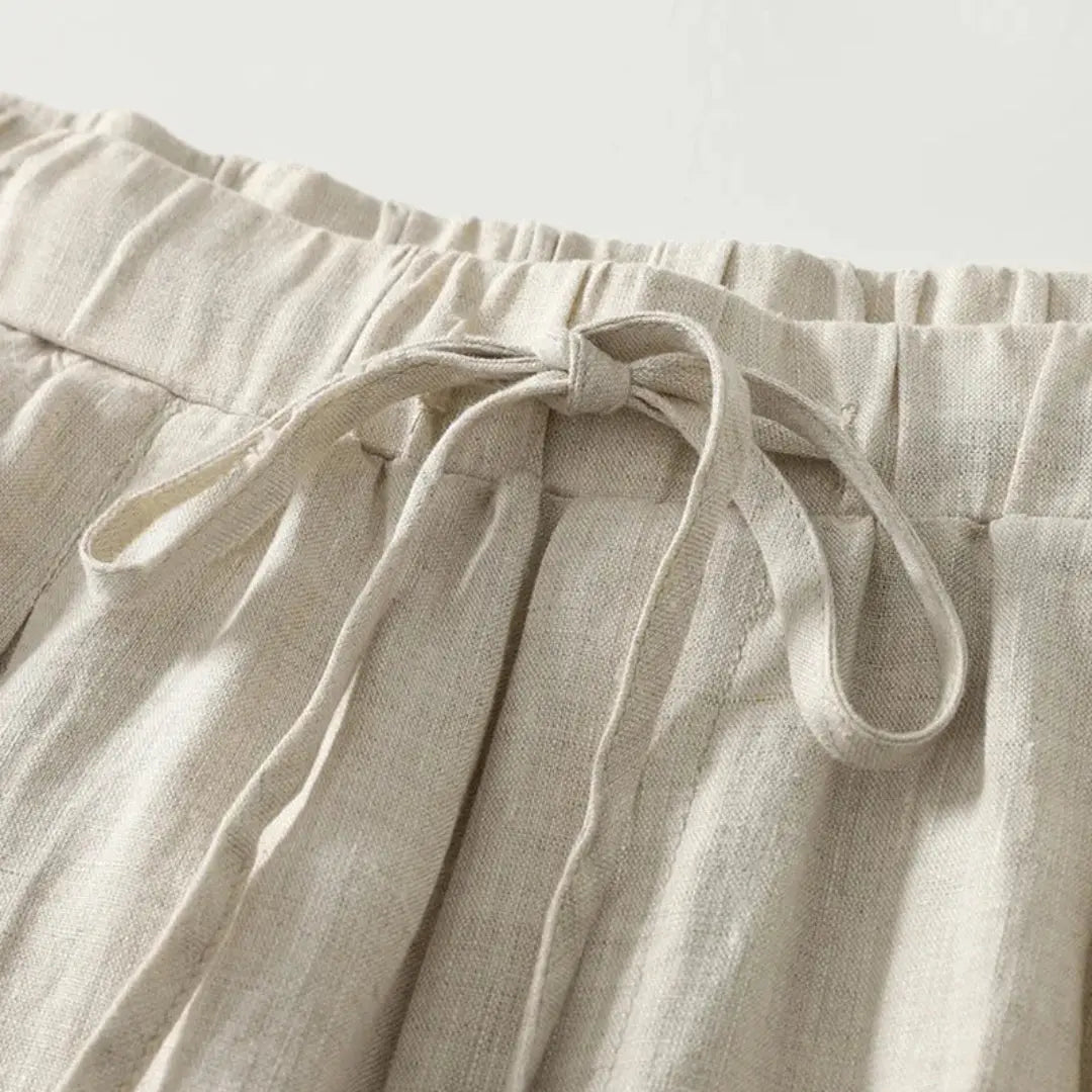 Leinenhose Damen – Weites Bein, Kordelzug & knöchellang
