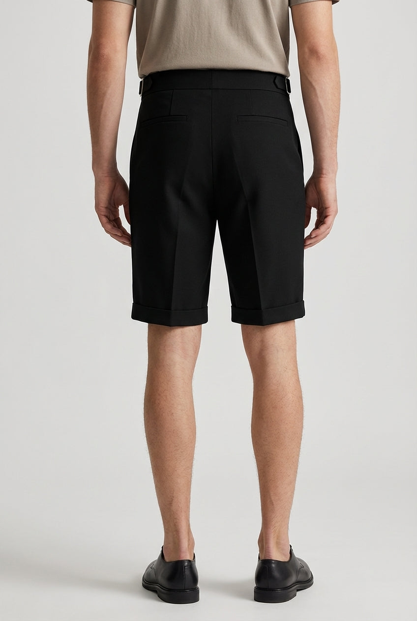 Leinenshorts Herren – Bundfalten & Umschlagsaum