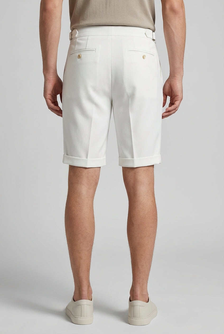 Leinenshorts Herren – Bundfalten & Umschlagsaum