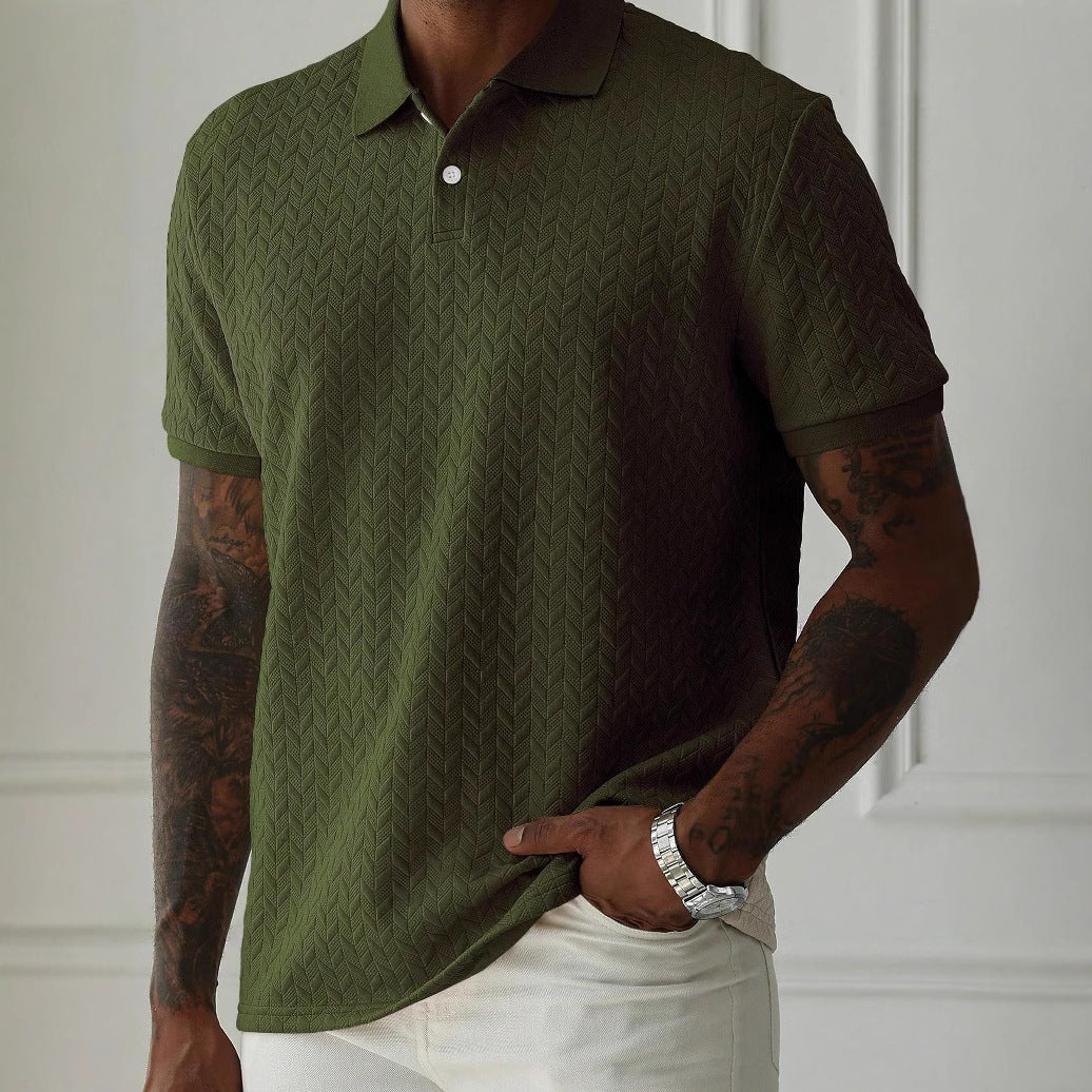 Poloshirt Herren Normale Passform Kurze Ärmel Knopfleiste