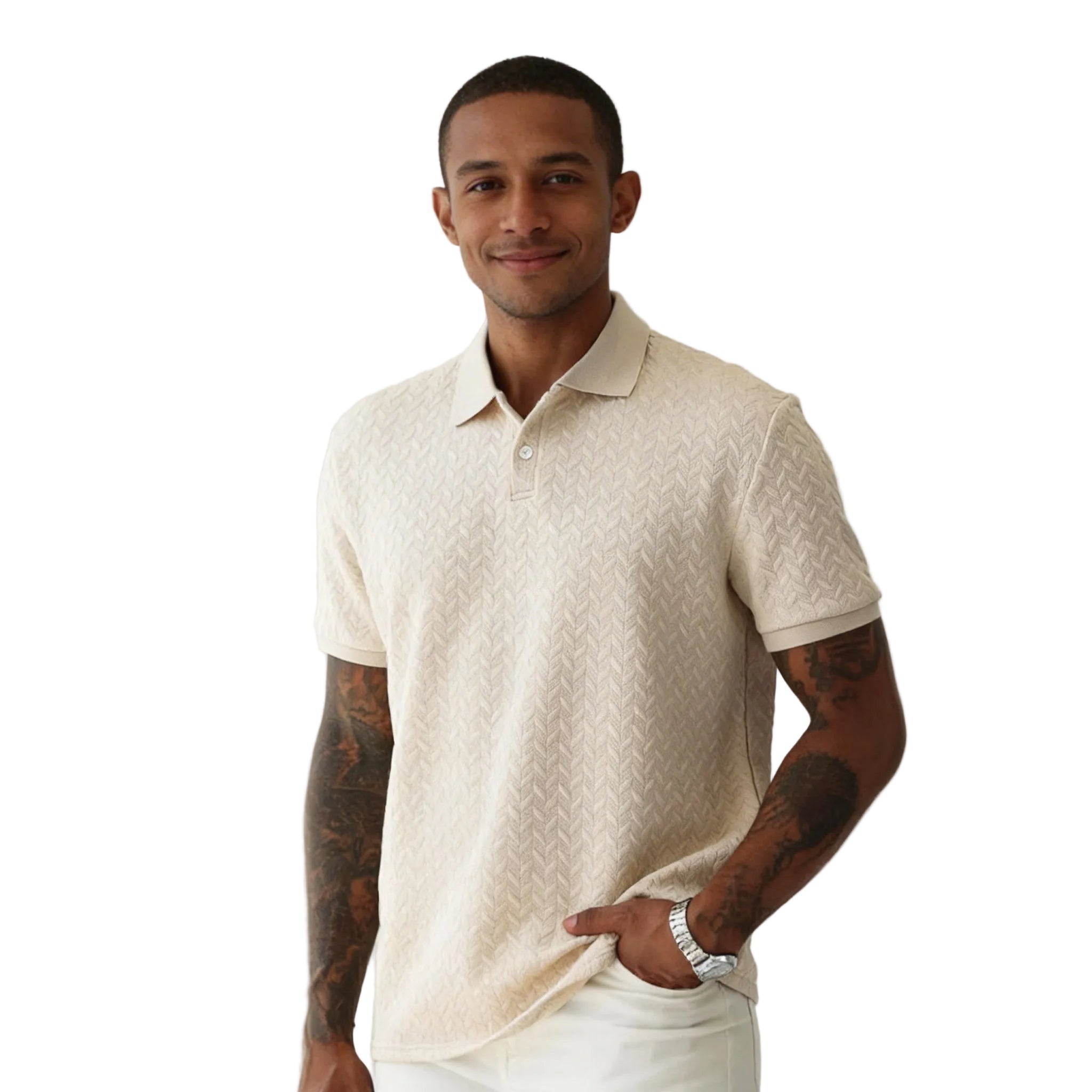Poloshirt Herren Normale Passform Kurze Ärmel Knopfleiste
