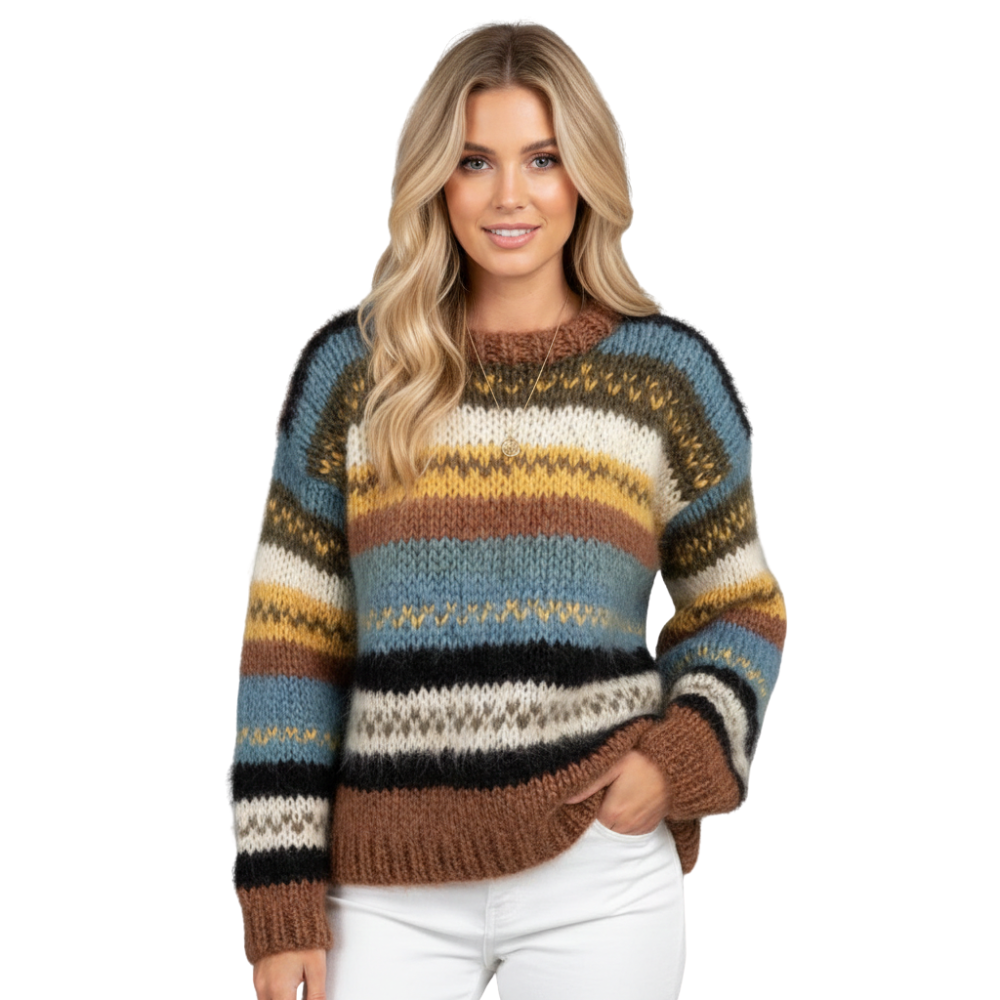 Pullover Damen Weiter Lockerer Schnitt Strickdesign