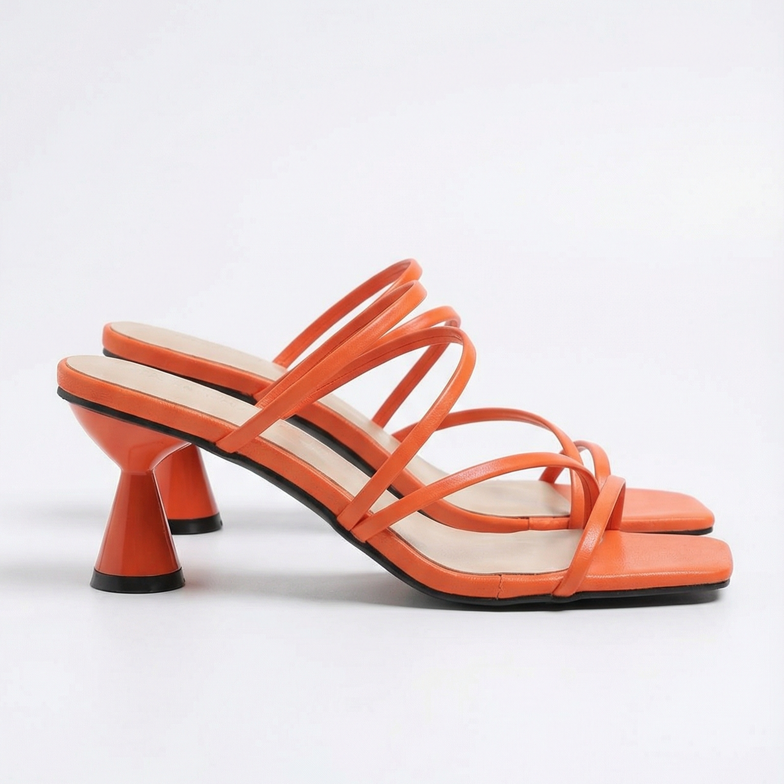 Sandalen Damen Absatz Offene Zehenpartie Riemen