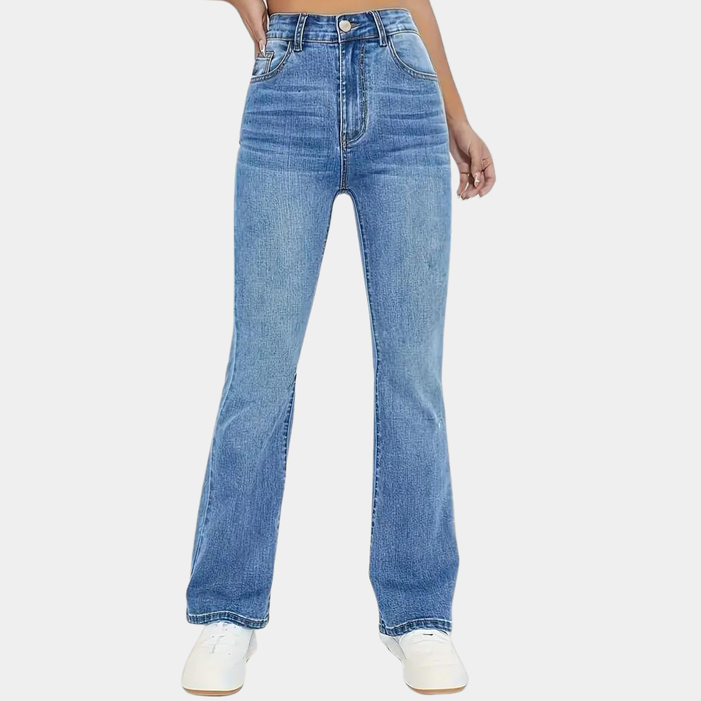 Schlagjeans Damen Hoher Bund Ausgestellt