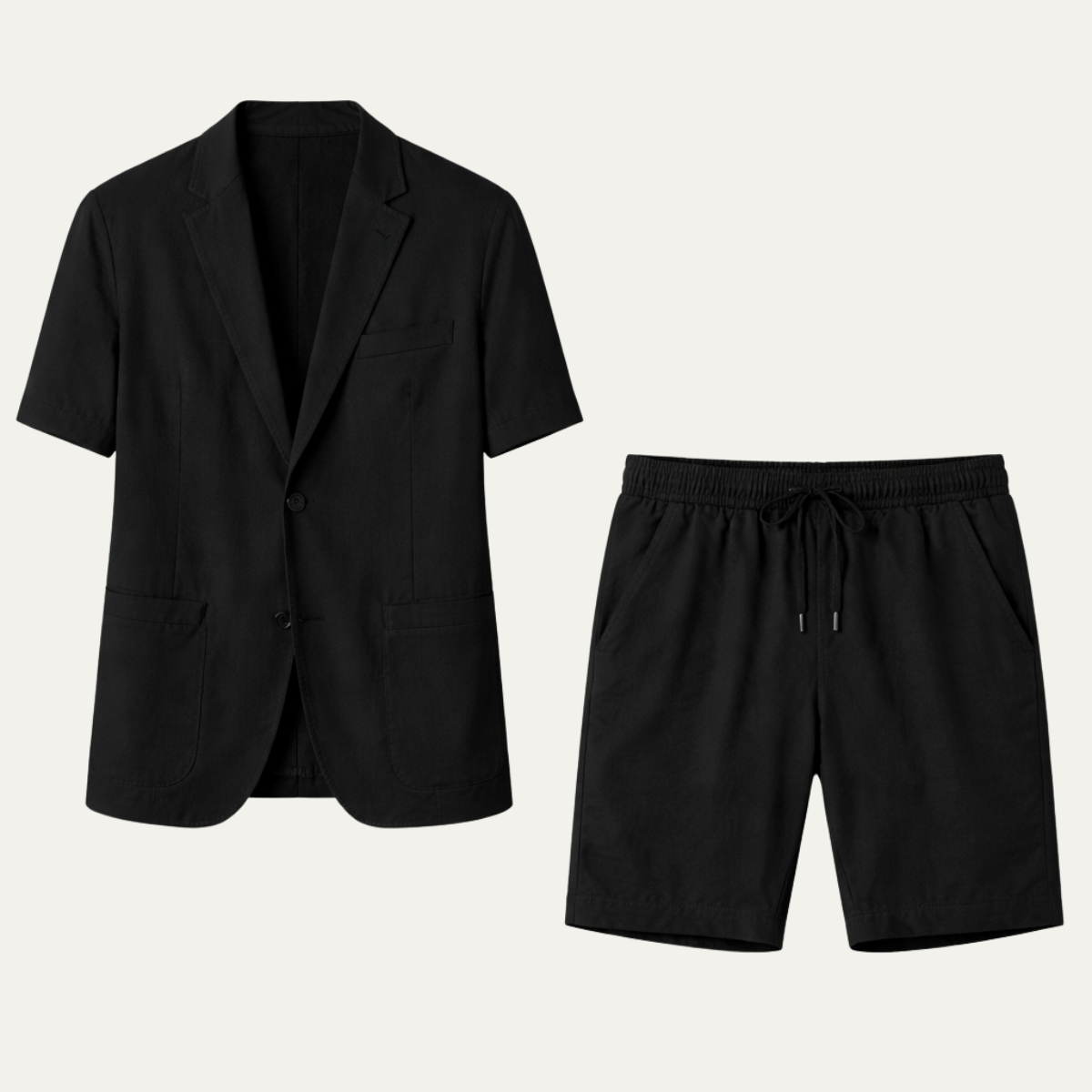 Set Herren Hemd Shorts Locker Kurzarm Knopfleiste
