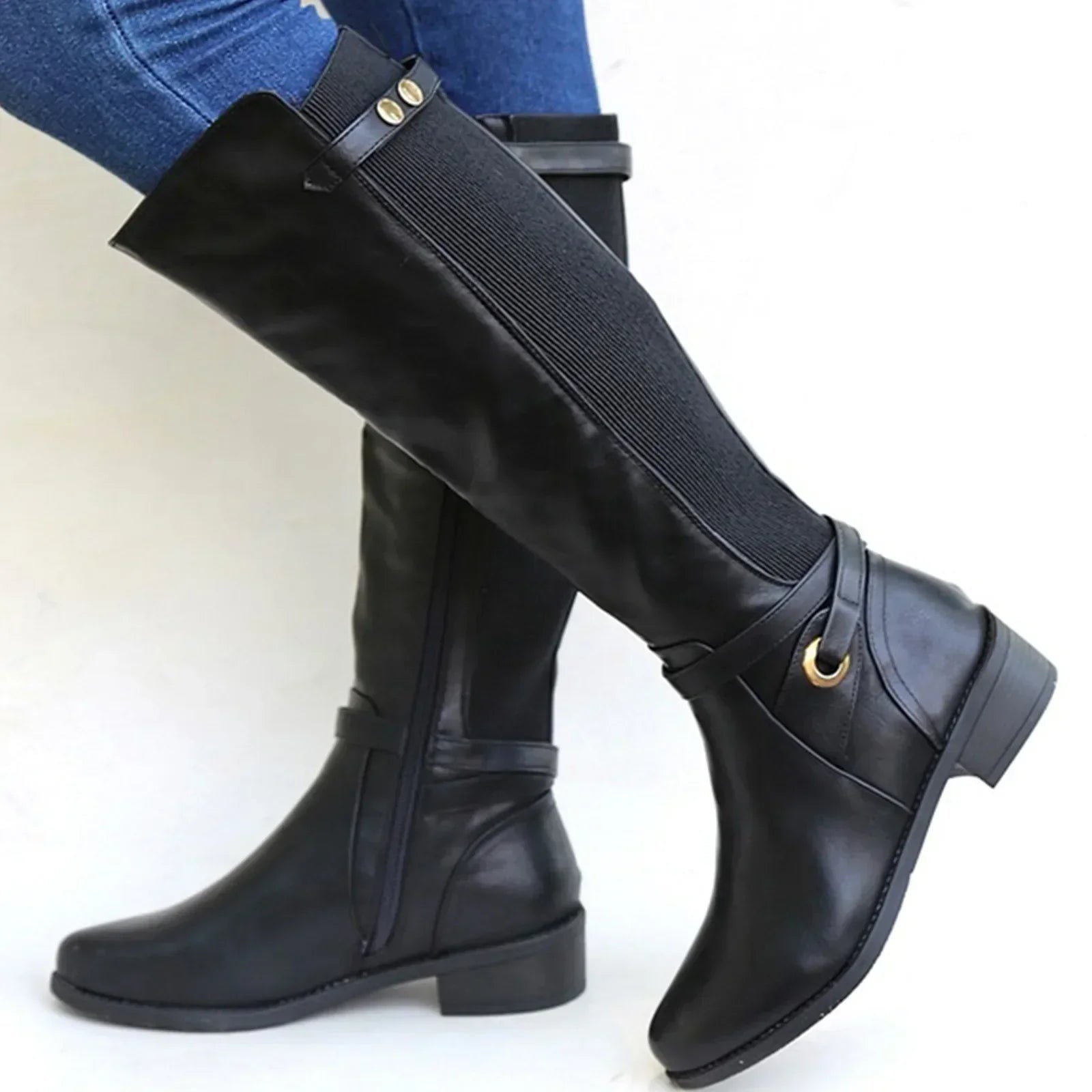 Stiefel Damen Wadenhoch rutschhemmend mit verstellbarem Verschluss