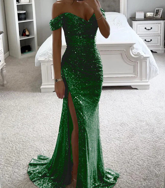 Abendkleid Damen Bodenlang mit eleganten Strassverzierungen
