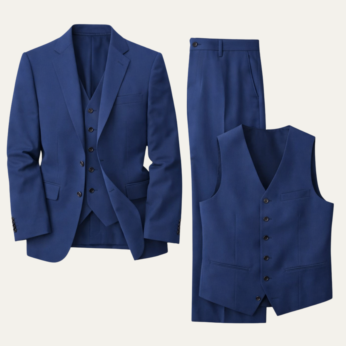 Anzug Herren Dreiteilig Schmale Passform Jacke Weste Hose