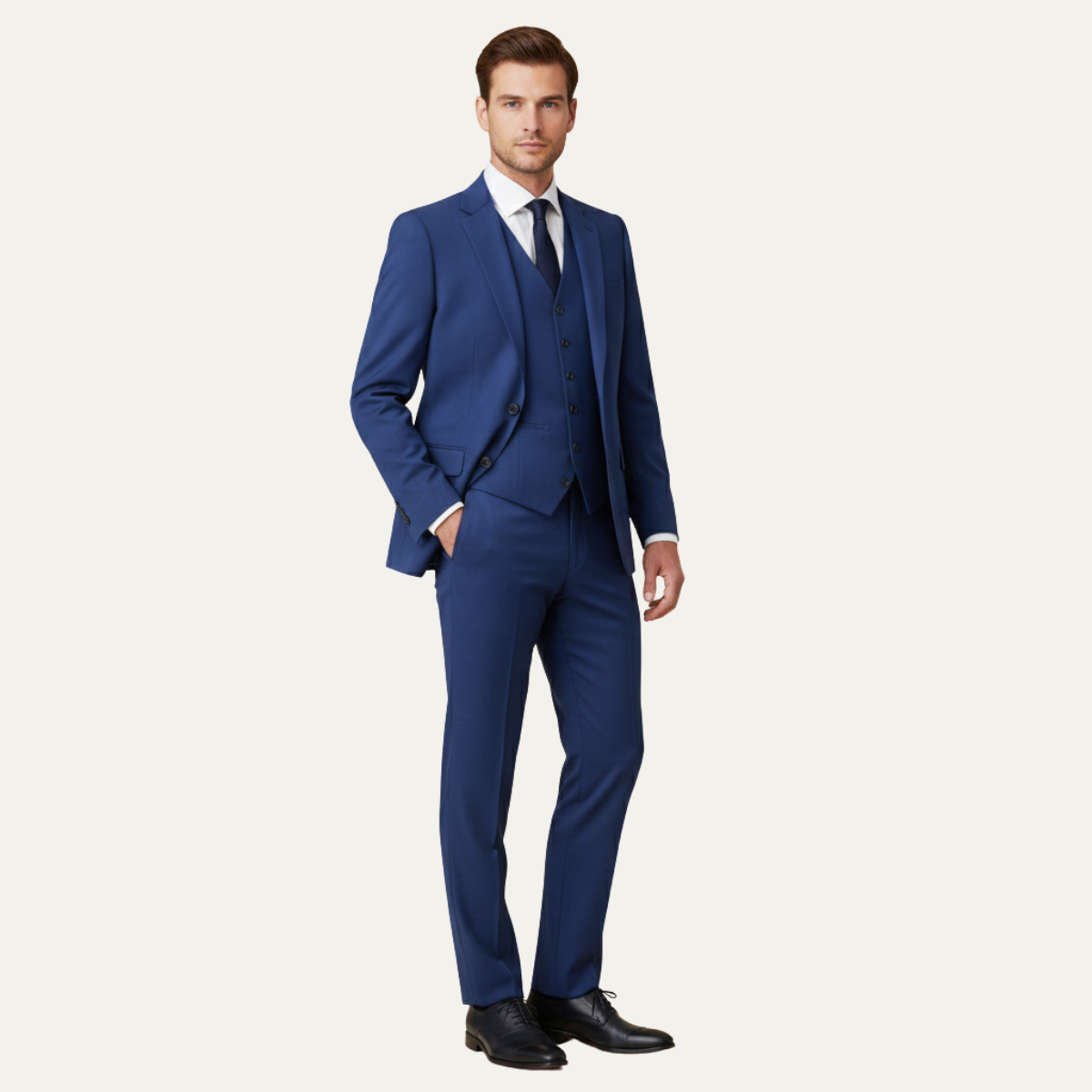 Anzug Herren Dreiteilig Schmale Passform Jacke Weste Hose