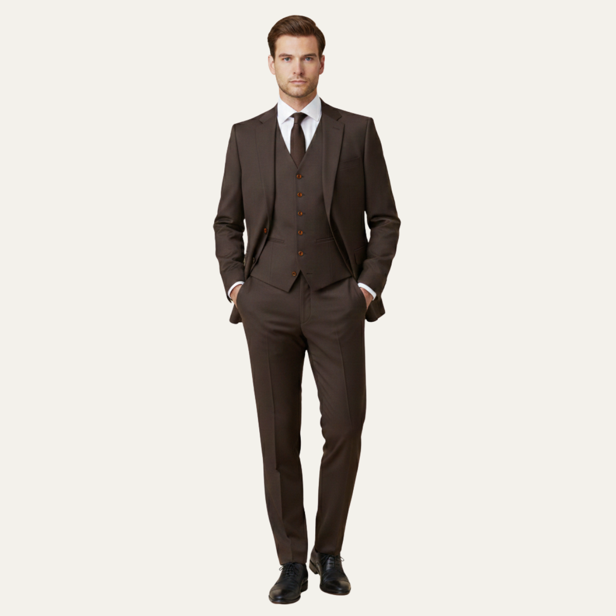 Anzug Herren Dreiteilig Schmale Passform Jacke Weste Hose