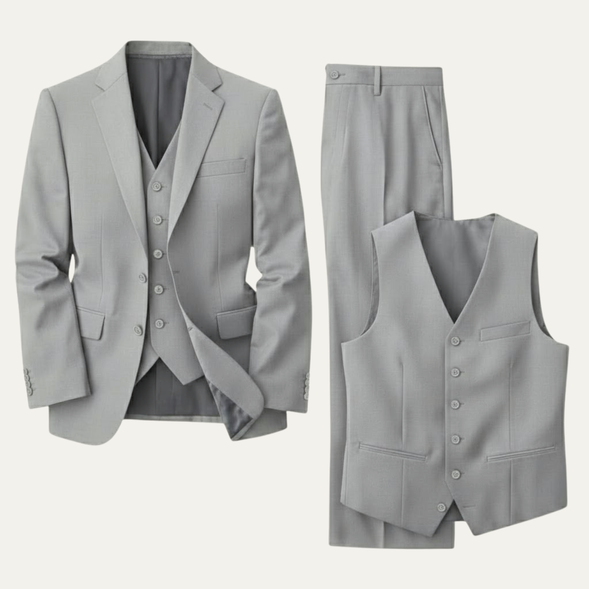 Anzug Herren Dreiteilig Schmale Passform Jacke Weste Hose
