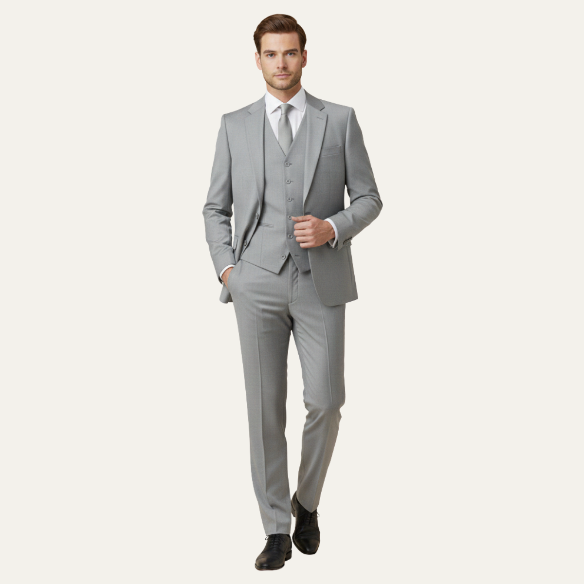 Anzug Herren Dreiteilig Schmale Passform Jacke Weste Hose