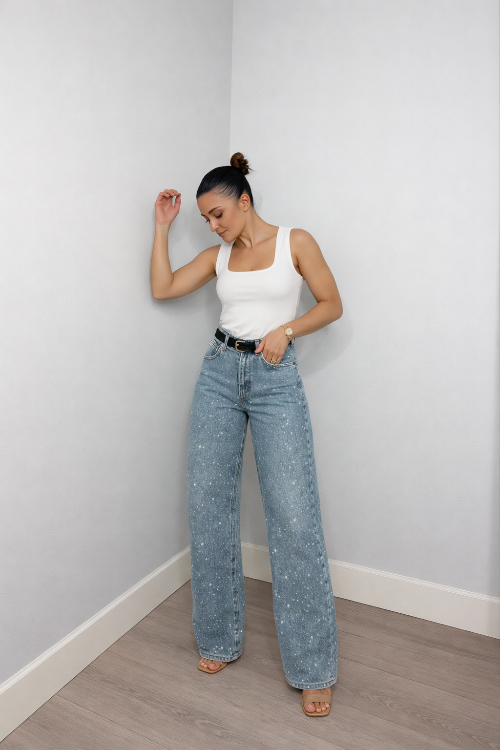 Damen Hose Klassischer Schnitt Hoher Bund