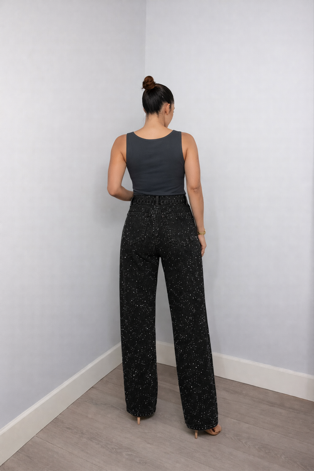 Damen Hose Klassischer Schnitt Hoher Bund
