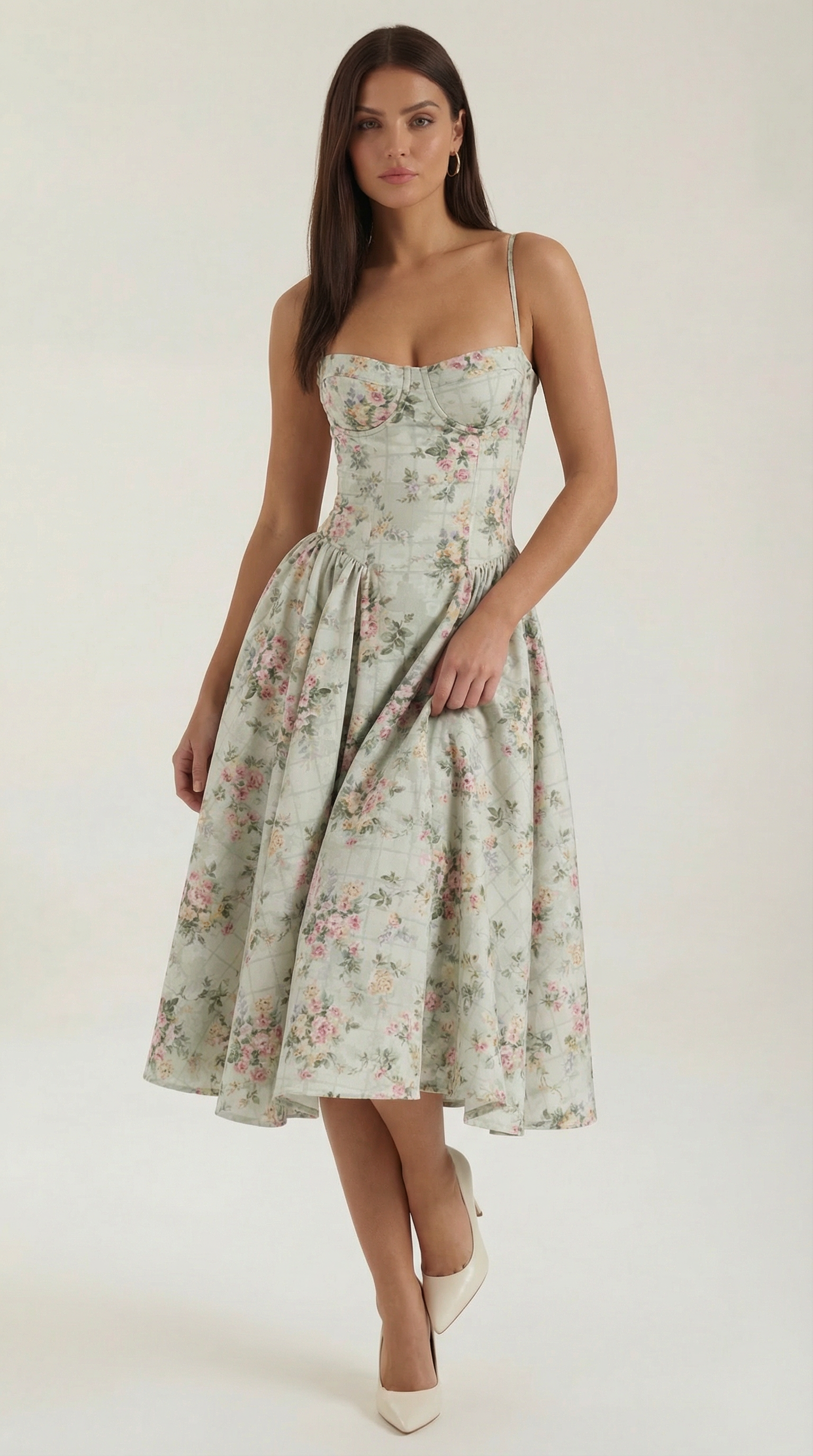 Damen Korsett Midikleid Herzförmiger Ausschnitt