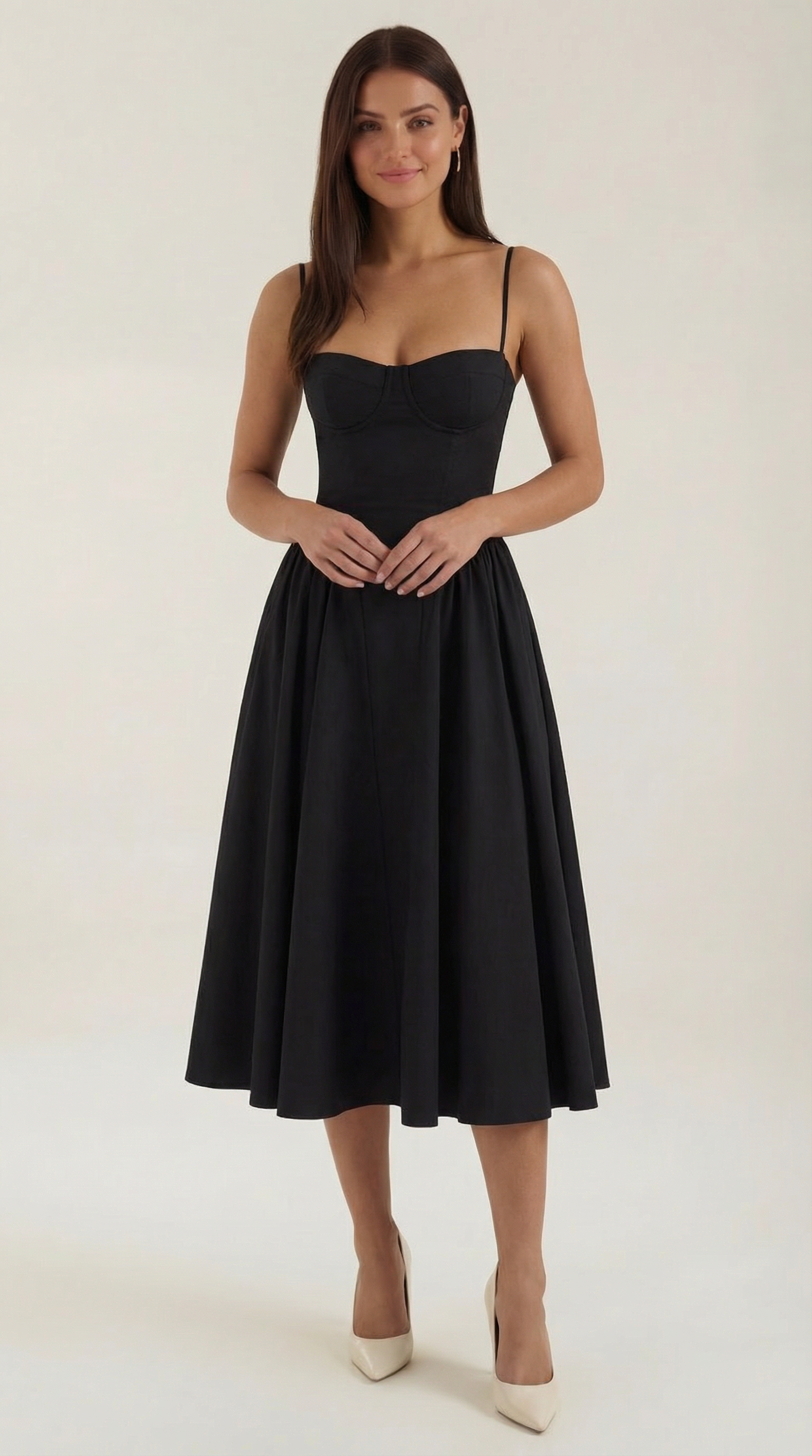 Damen Korsett Midikleid Herzförmiger Ausschnitt
