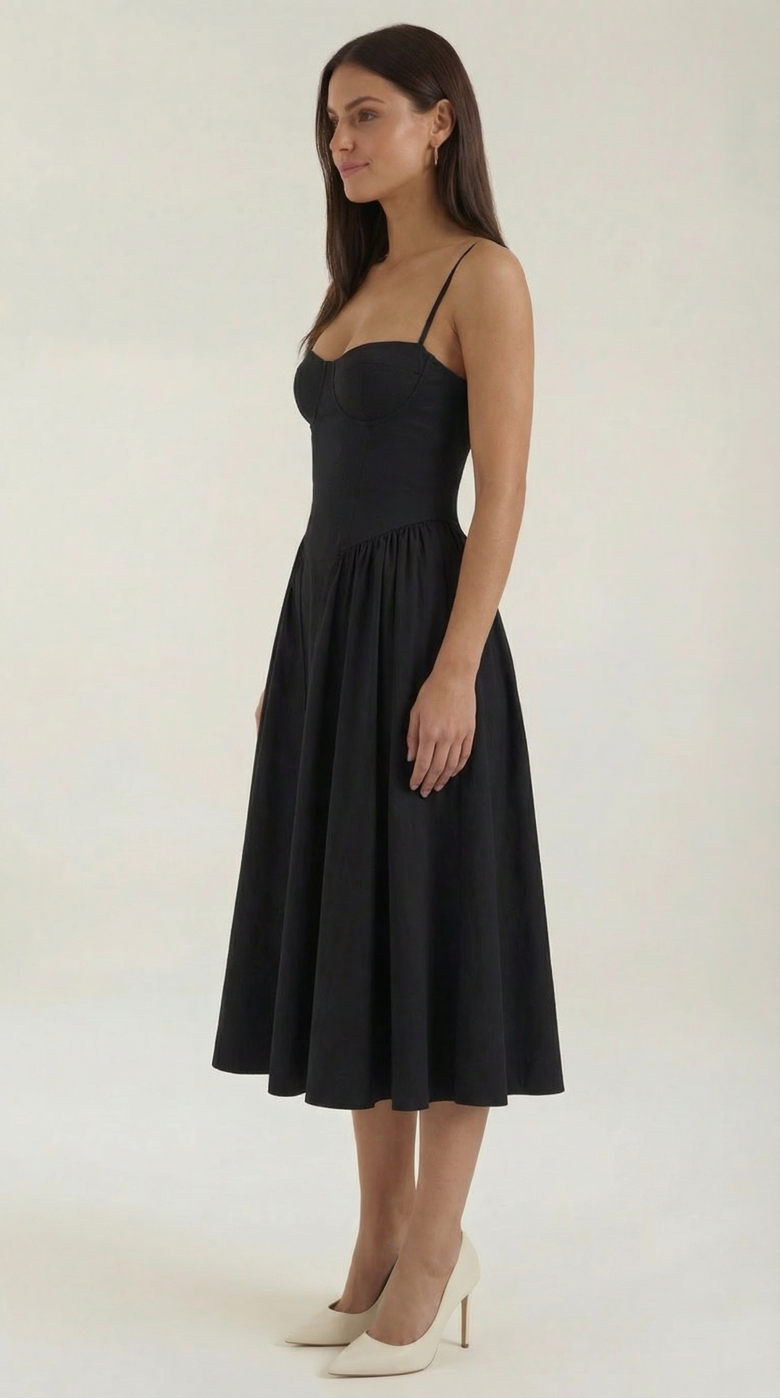Damen Korsett Midikleid Herzförmiger Ausschnitt