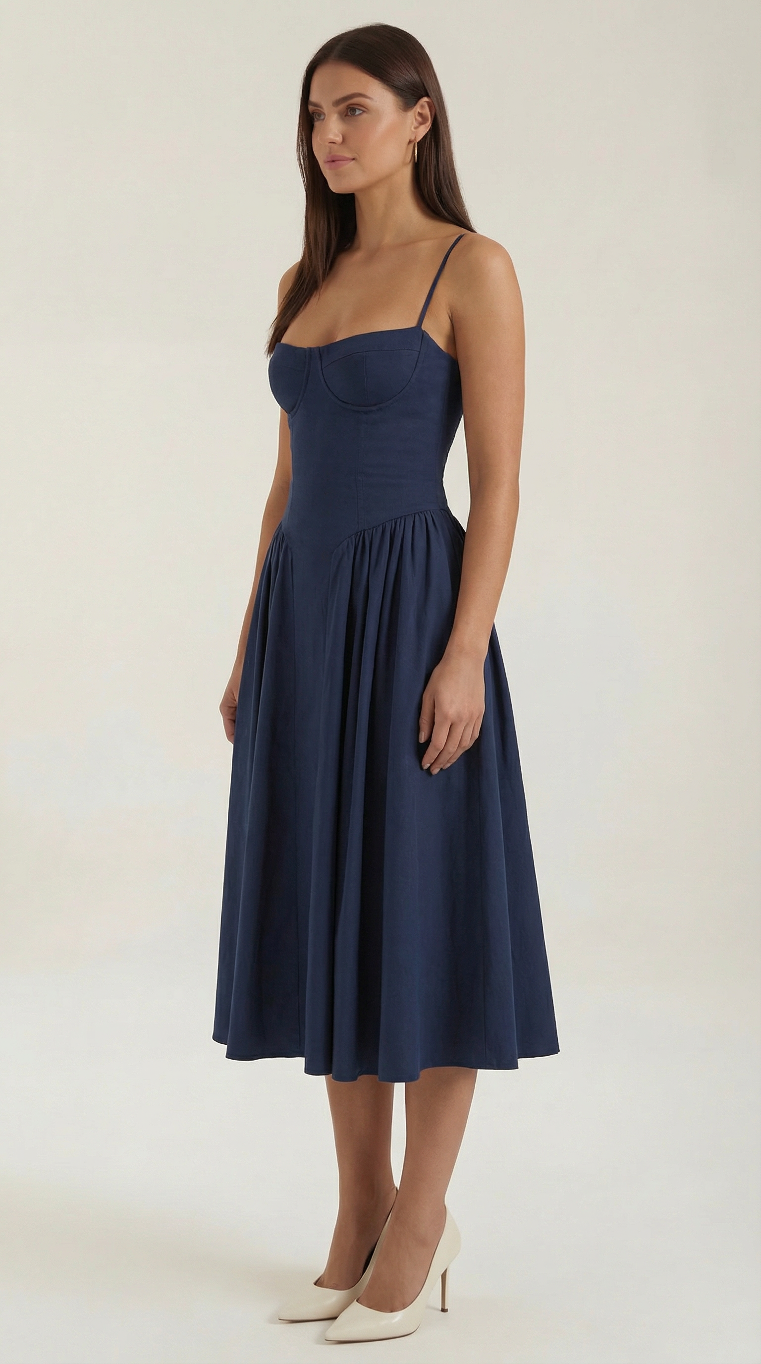 Damen Korsett Midikleid Herzförmiger Ausschnitt
