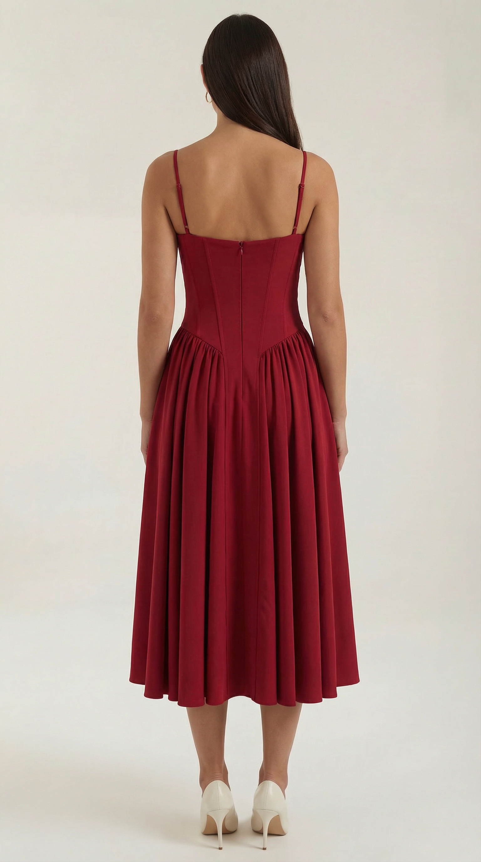 Damen Korsett Midikleid Herzförmiger Ausschnitt
