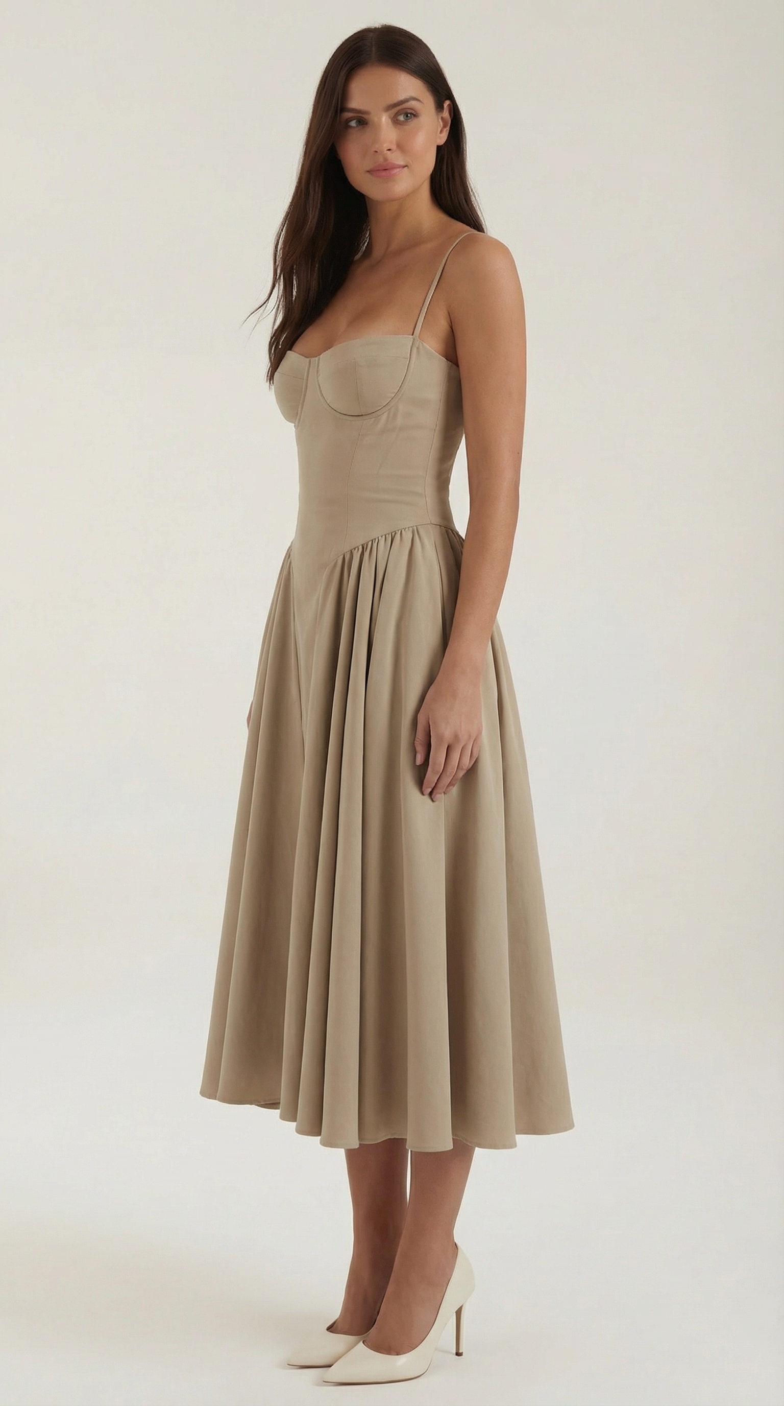 Damen Korsett Midikleid Herzförmiger Ausschnitt
