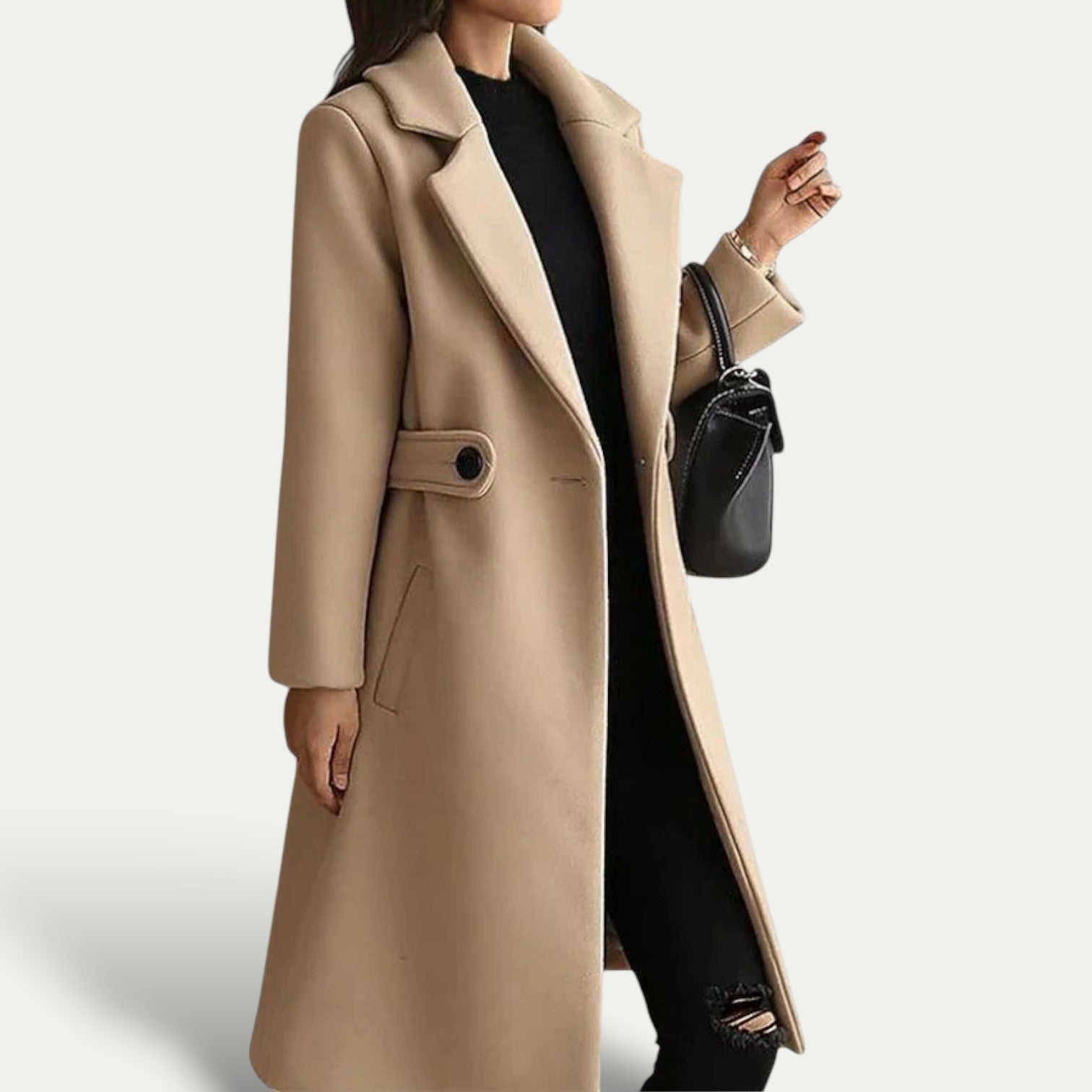 Damen Mantel einreihig mit breitem Revers