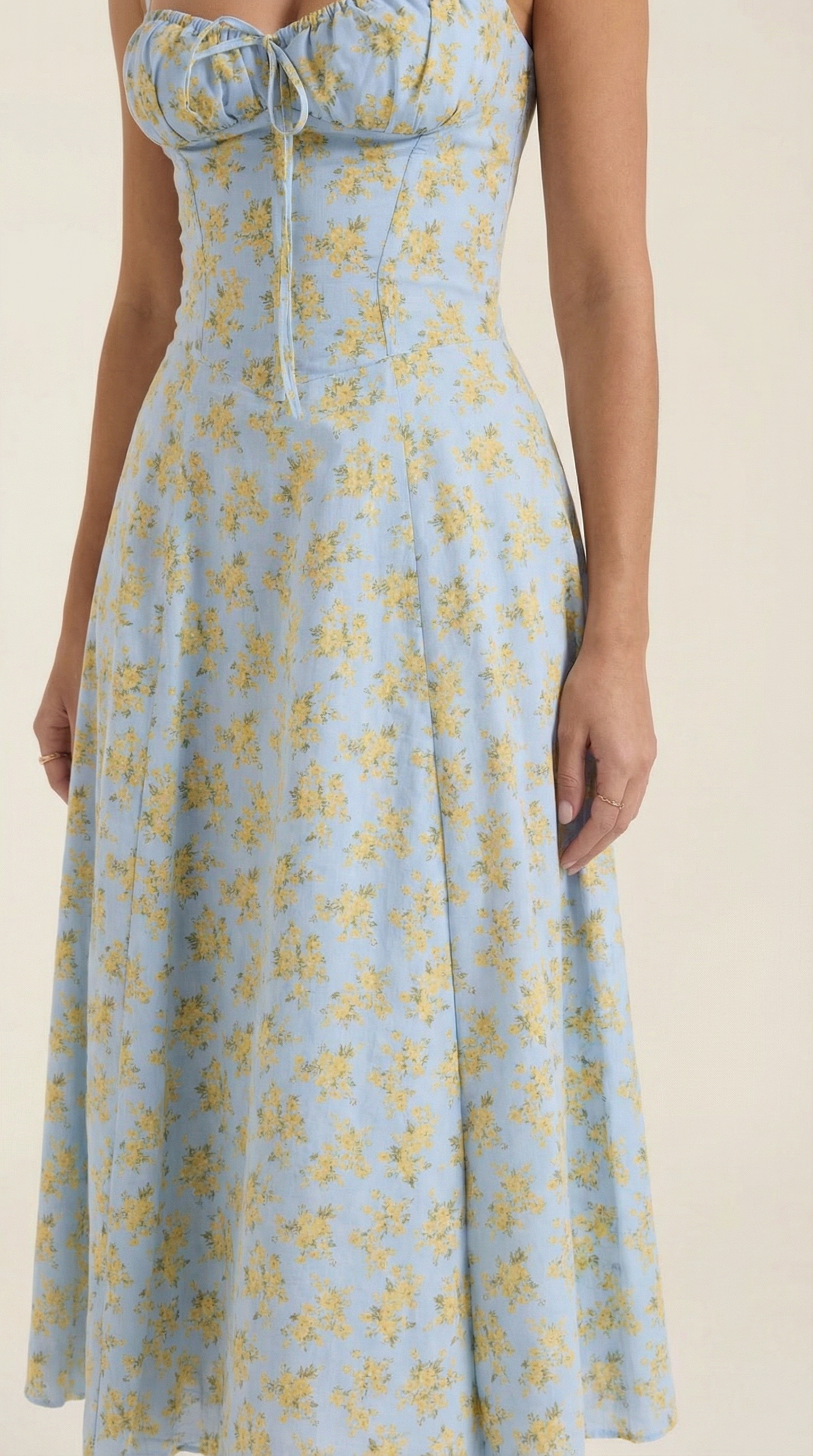 Damen Midikleid Herzförmiger Ausschnitt Schnürung
