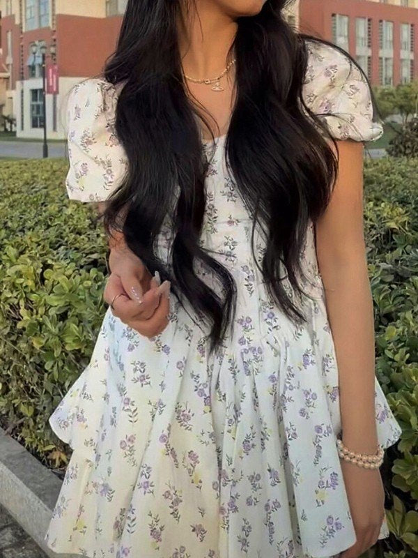 Damen Minikleid Herzförmiger Ausschnitt Femininer Stil