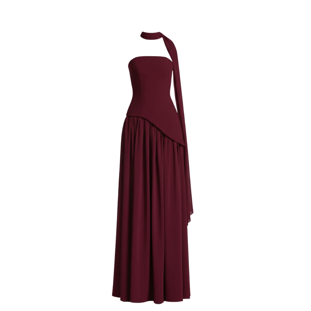 Abendkleid Damen bodenlang mit ausgestelltem Rock