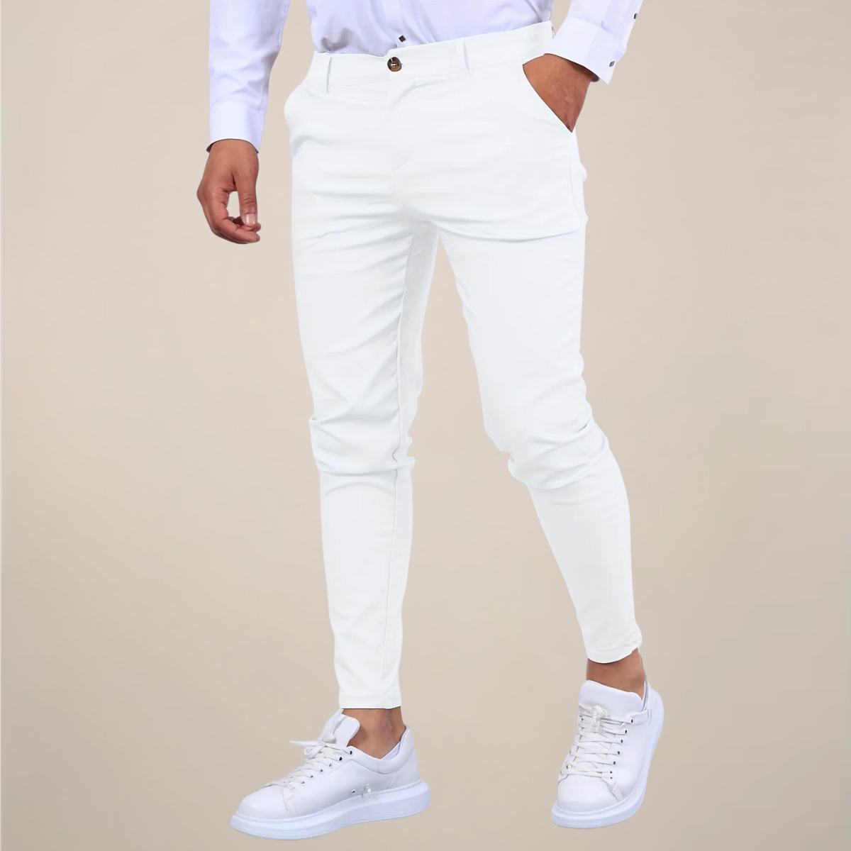 Hose Herren Schmale Passform Hüfte Bein Enger Saum