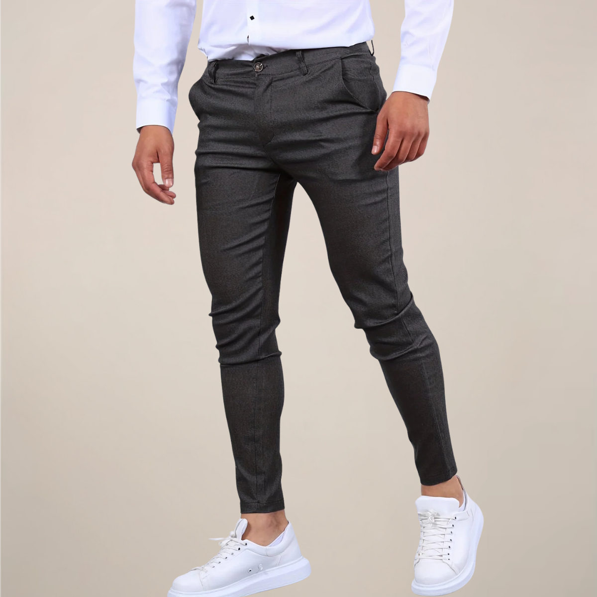 Hose Herren Schmale Passform Hüfte Bein Enger Saum