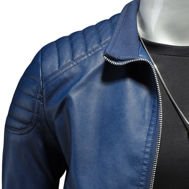 Herren Motorradjacke Schmale Form Mit Gesteppter Schulter Kragen