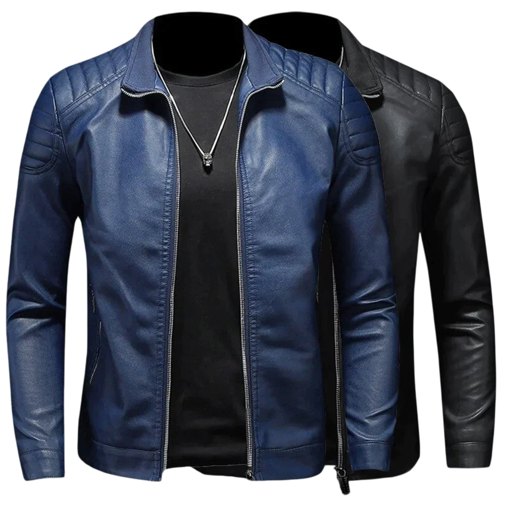 Herren Motorradjacke Schmale Form Mit Gesteppter Schulter Kragen