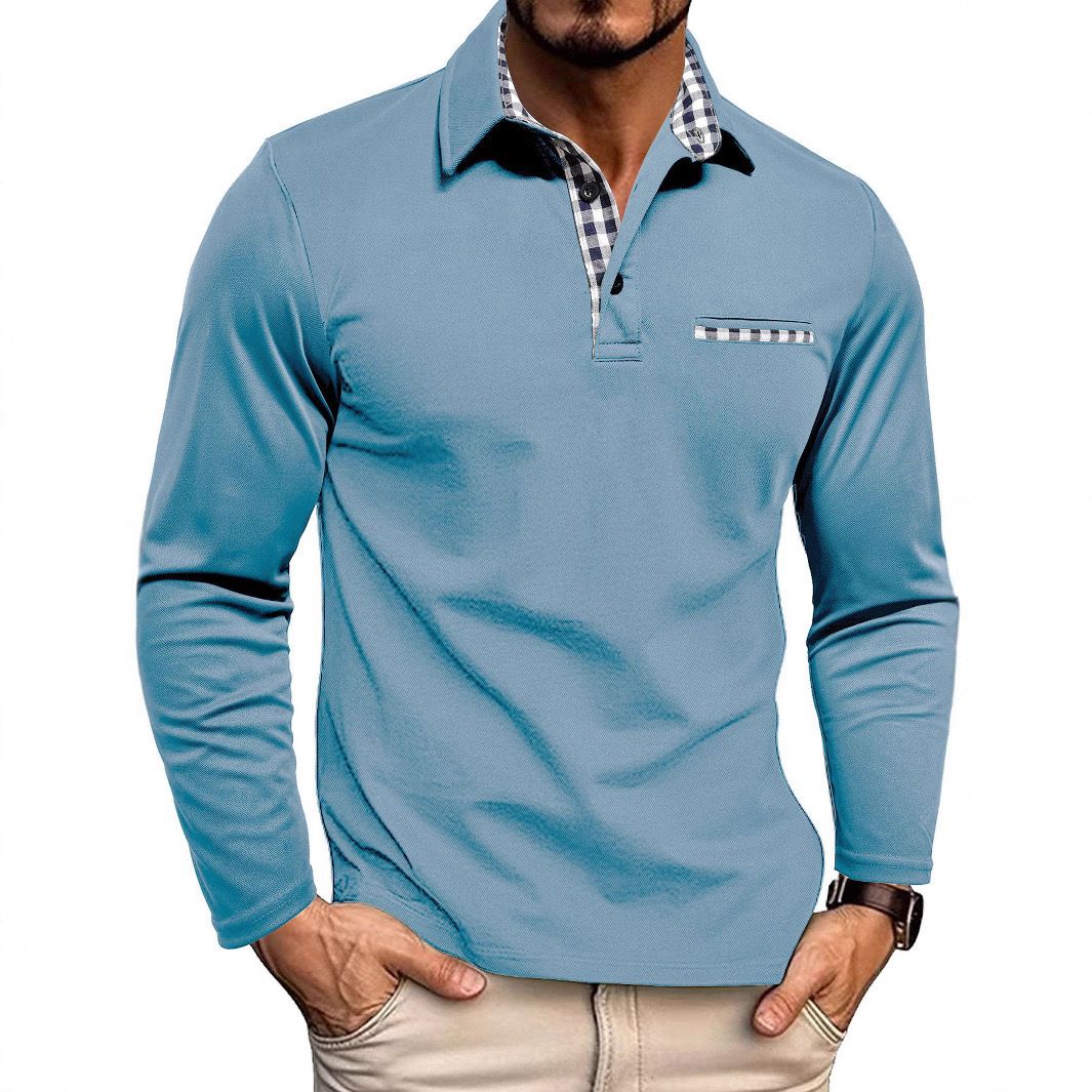 Herren Poloshirt Langarm mit Knopfleiste