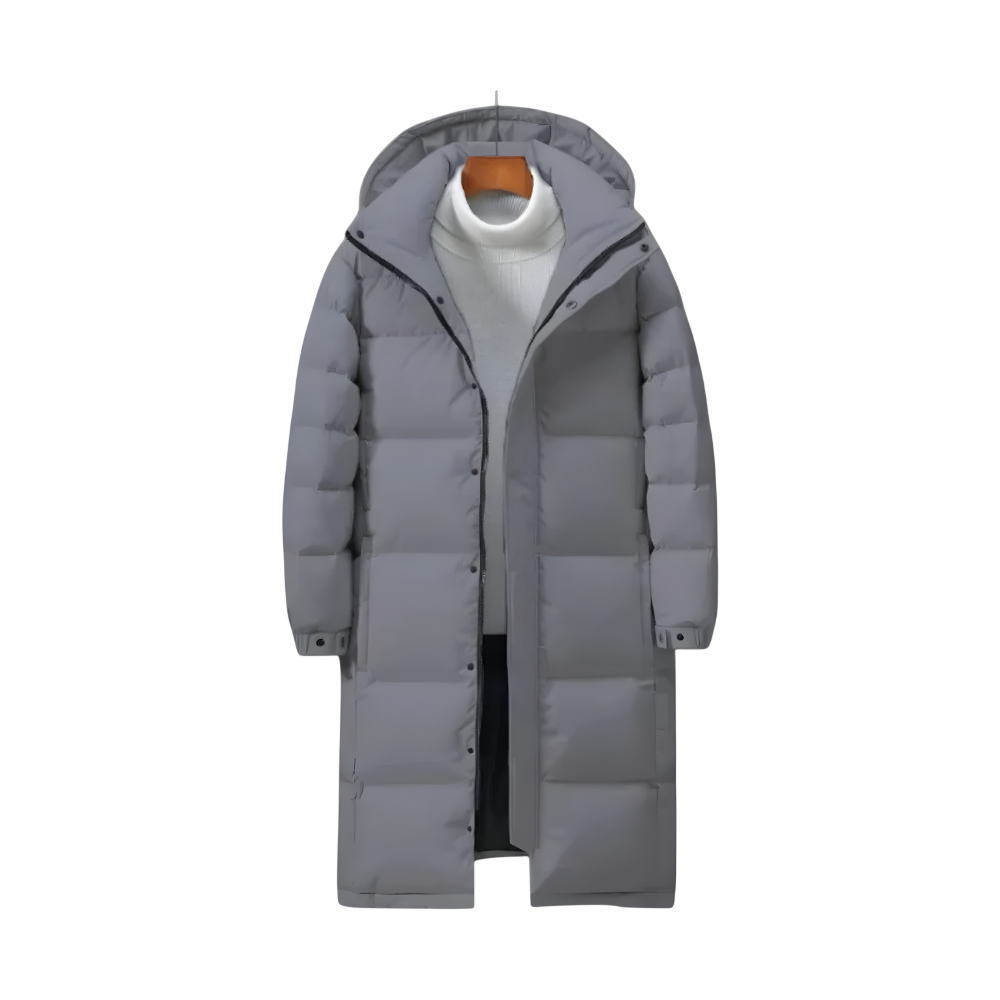 Steppjacke Herren Lang Knopfverschluss Kapuzendesign