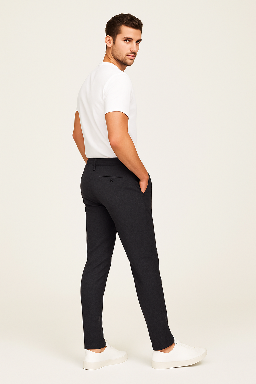Hose Herren Schmale Passform Glatte Vorderseite