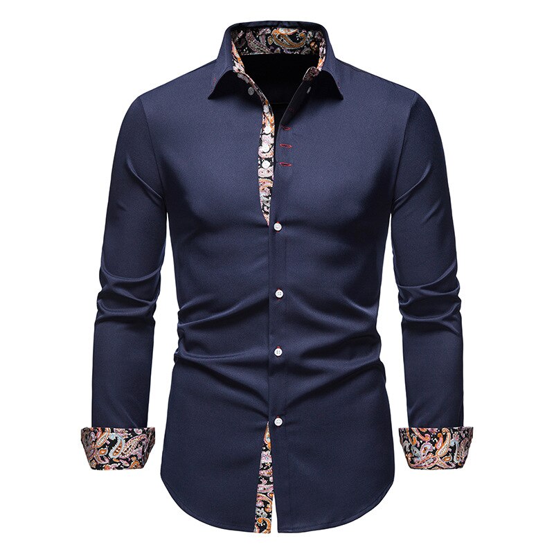 Langarmhemd Herren Kragen Knopfleiste Klassischer Stil