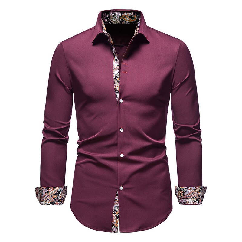 Langarmhemd Herren Kragen Knopfleiste Klassischer Stil