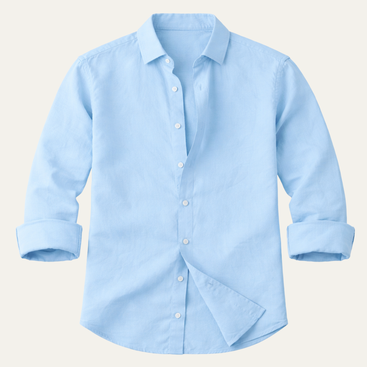 Leinen Hemd Herren Regular Fit Langarm Knopfleiste Kragen
