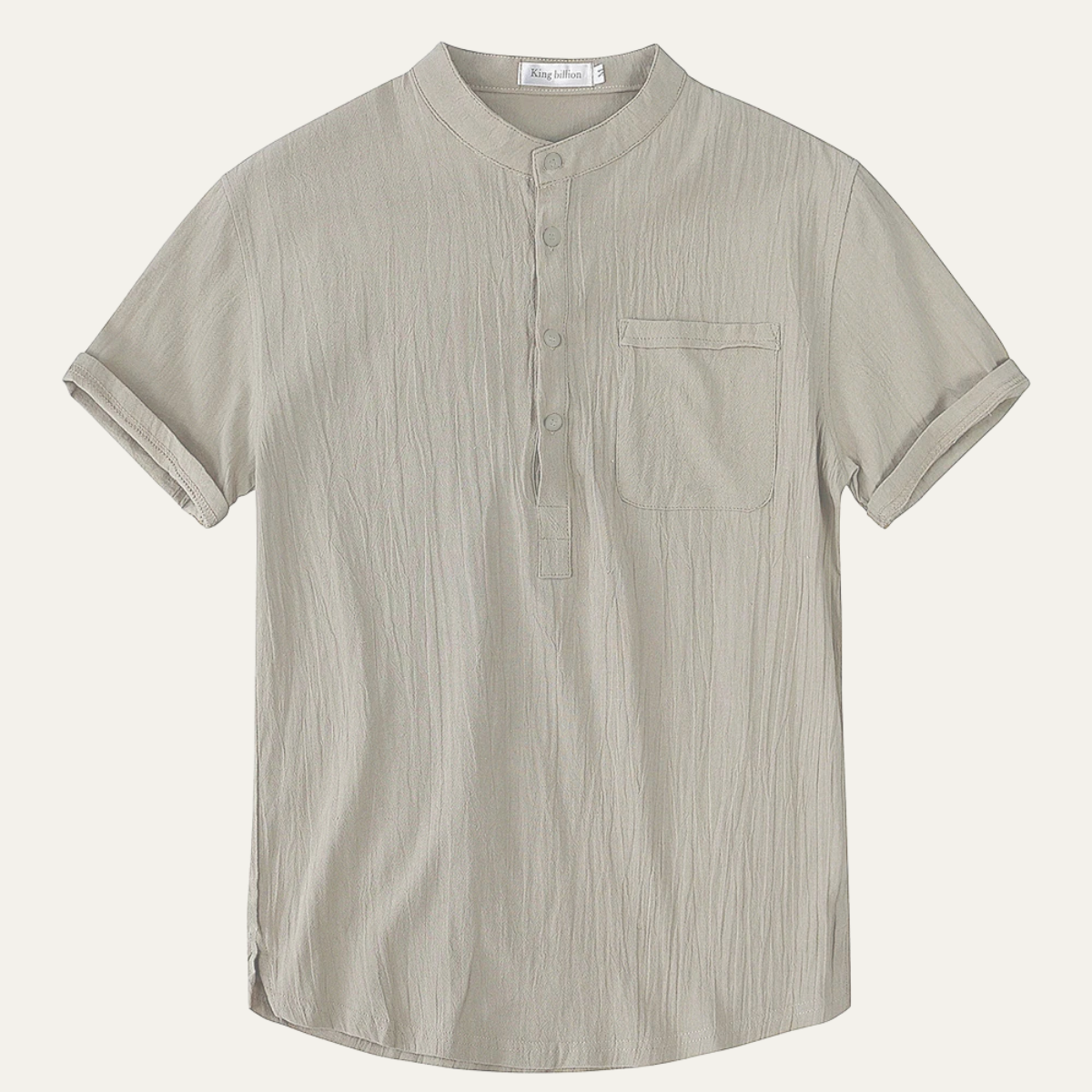 Herren Henley Hemd Baumwolle Leinen Kurzarm Schnitt